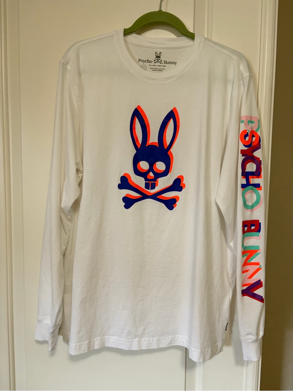 Psycho Bunny Neon Bunny Logo Long Sleeve Tee Unisex Streetwear